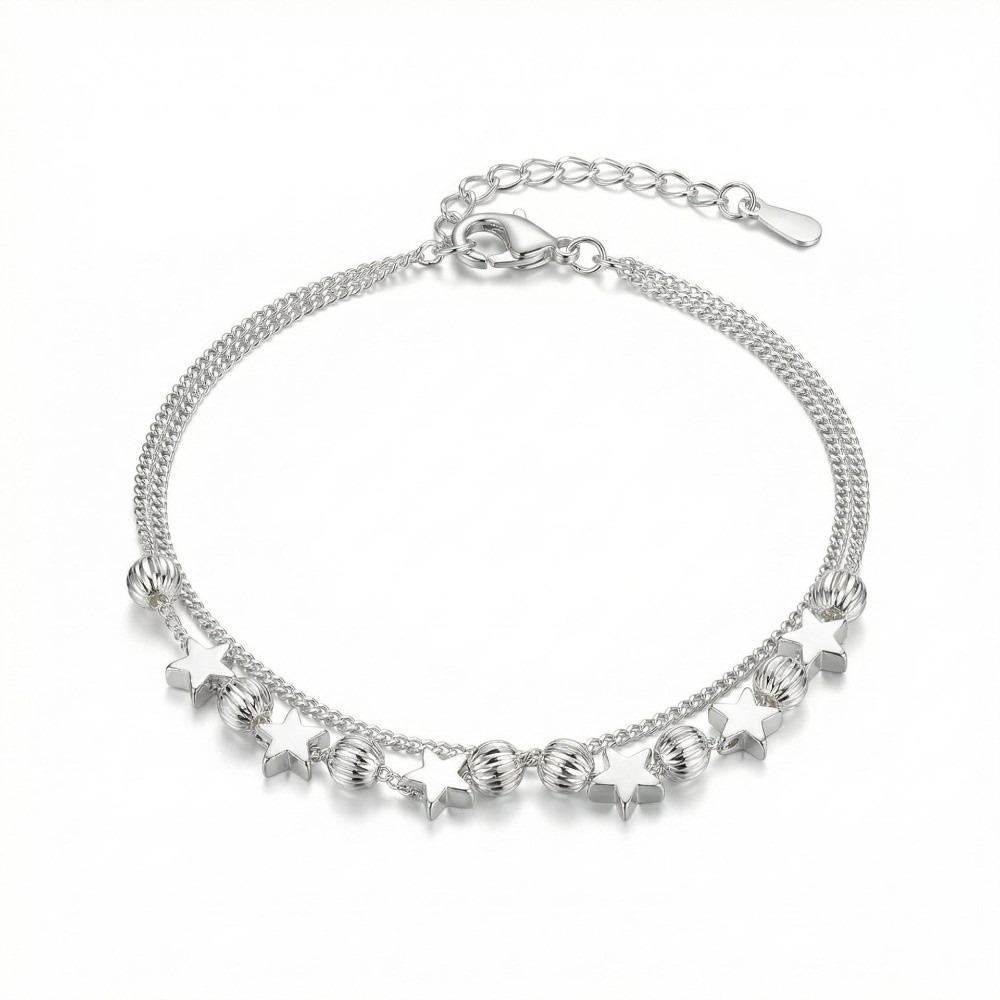 Gold/Silver Beaded Bracelet Versatile Charm Bracelet Fashion Women Bracelet серебряный