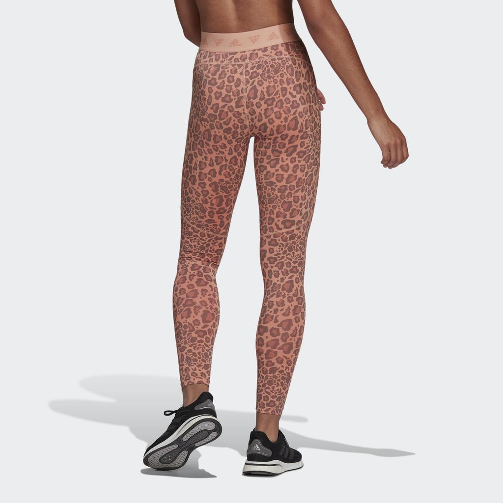 Adidas High Waist Leopard Print Tight Fitness Pants Women Bottoms Pink HM8646