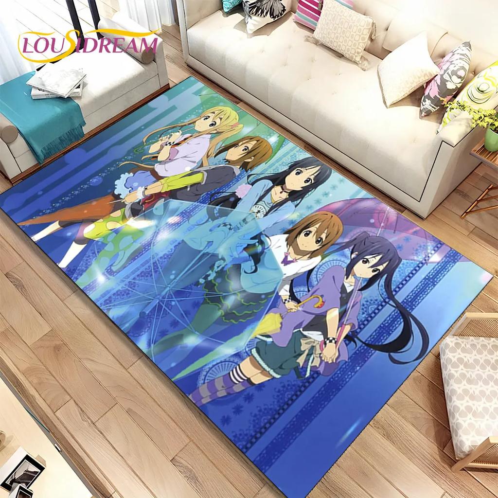 K-ON Cartoon Cute Lolita Kawaii Girls Area Rug,Carpet Rug for Living Room Bedroom Sofa Doormat Decoration, Non-slip Floor Mat 3D