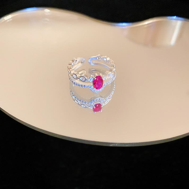 Zircon love open ring light luxury high sense index finger ring personality niche Internet celebrity ring fashion jewelry