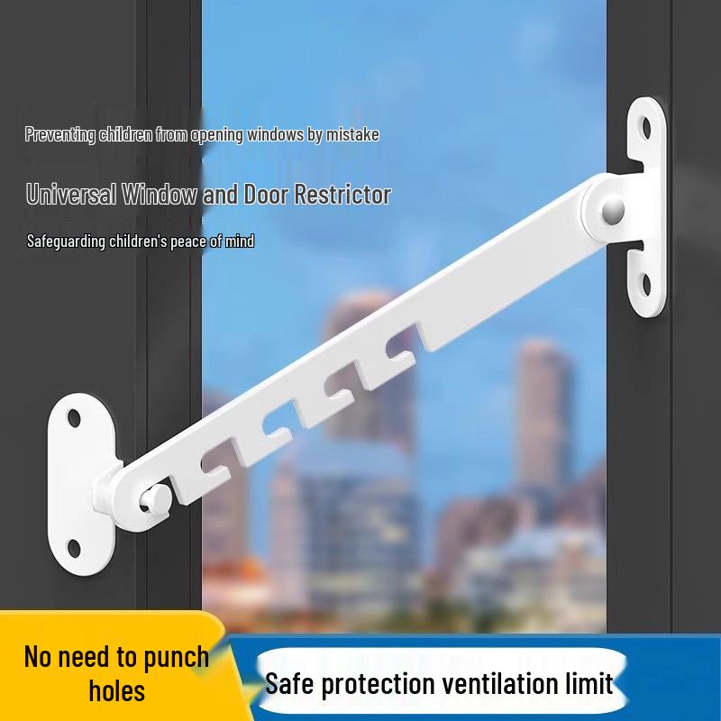 Child Safety Lock for Doors & Windows - Windproof Steel & Aluminum Alloy Support and Latch