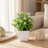 Artificial Eucalyptus Potted Plant Lifelike Faux Greenery with Purple/White Flowers and Verdant Leaves UV-Resistant