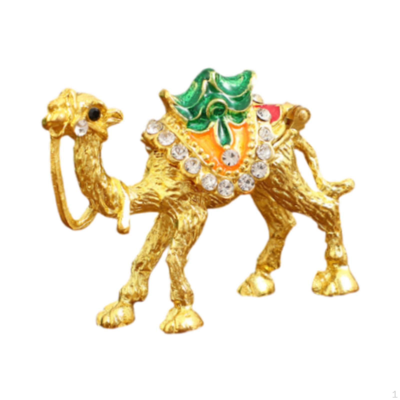 

Camel Figurine Jewelry Box Alloy Decorative Retro Animal Ornament Miniature Storage for Yellow