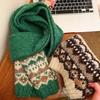 Fair Isle Green Knitted Wool Scarf Women's Winter Christmas Atmosphere Thickened Versatile Warm Cold-Proof Neck Warmer