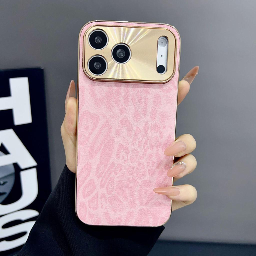 Electroplated Leopard Print Case for iPhone 14/15/16/17 Pro Max