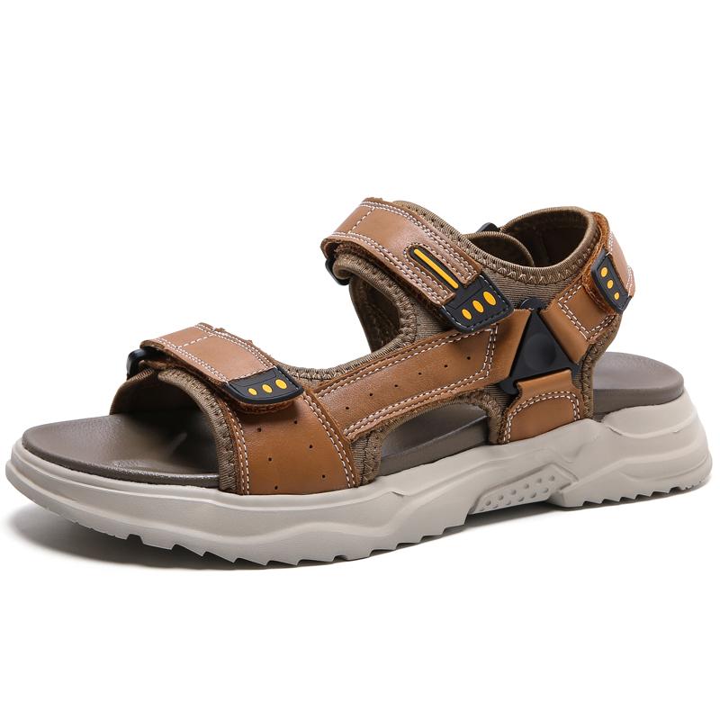 Marka Klasyczne Męskie Sandały Lato Prawdziwa Skóra Luksusowe Sandały Męskie Outdoor Casual Gruba Podeszwa Sandały Moda Męskie Sneakersy