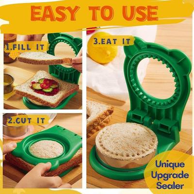 Stainless Steel DIY Sandwich Cutters Mould Lunch Box Decor Circular Toast Bread Mold Sealer Flip Sandwich Cutting Tool