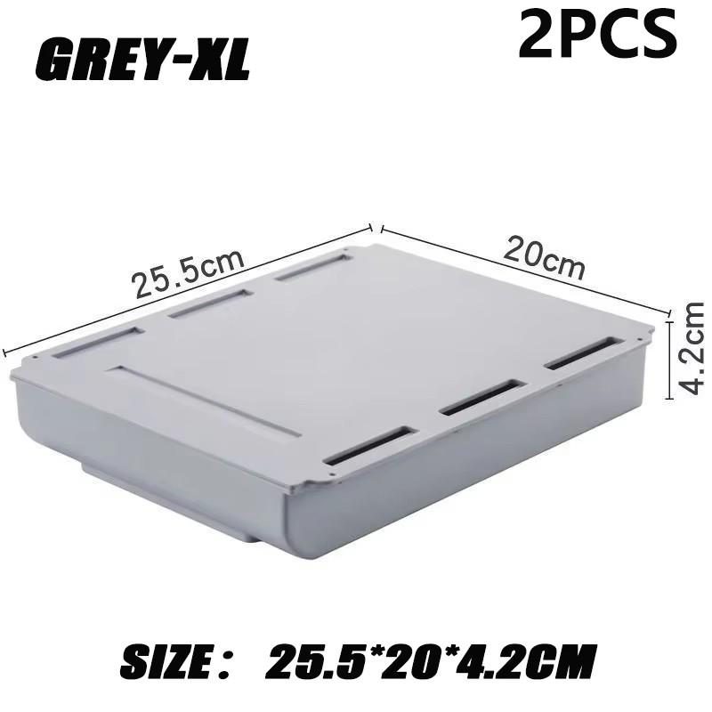 2pc White SelfAdhesive Storage Drawer Box Makeup Pencil Tray Desk Hidden Under Desk Stand Self-adhesive Under-drawer Storage Box