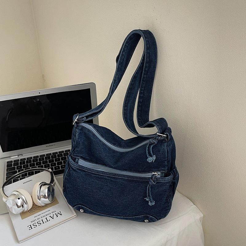 Denim Bag Women's New Casual Versatile Shoulder Messenger Bag Retro Class Commuter Tote Bag