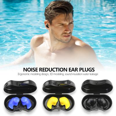 1 par de acessórios para mergulho, esportes aquáticos, natação, com caixa de coleta, tampões de ouvido macios à prova d'água, à prova de poeira, plugues esportivos de silicone para ouvidos