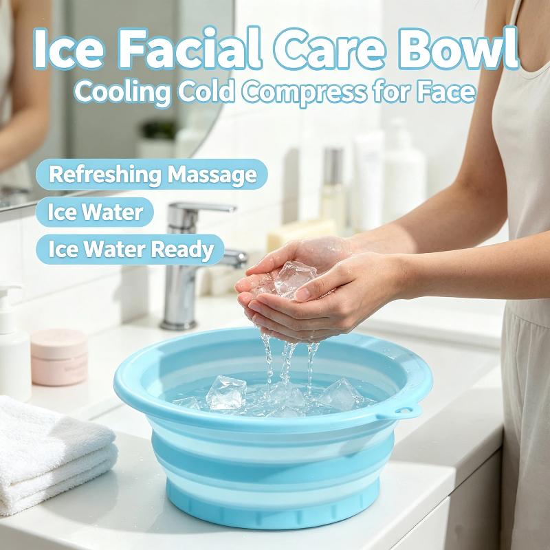 Silikon faltbare Gesichts-Eisschüssel mit integrierter Eisform Facials Tauchwaschbecken zum Porenverkleinern Tragbar für zu Hause Hautpflege