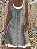 Women's Loose-Fit Digital Print Faux Denim Two-Piece Dress