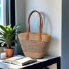 Women's Large Straw Beach Tote - Summer Handbag, Seaside Shoulder Bag, Vegetable Basket Style