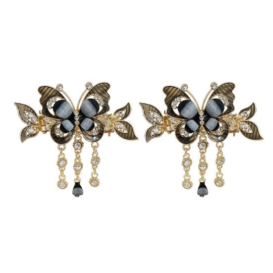 1/2 st Fjärilsformad Hårklämma med Tofskedja Anti-halk Glittrande Strass Hårklo Hårstylingverktyg Håraccessoar