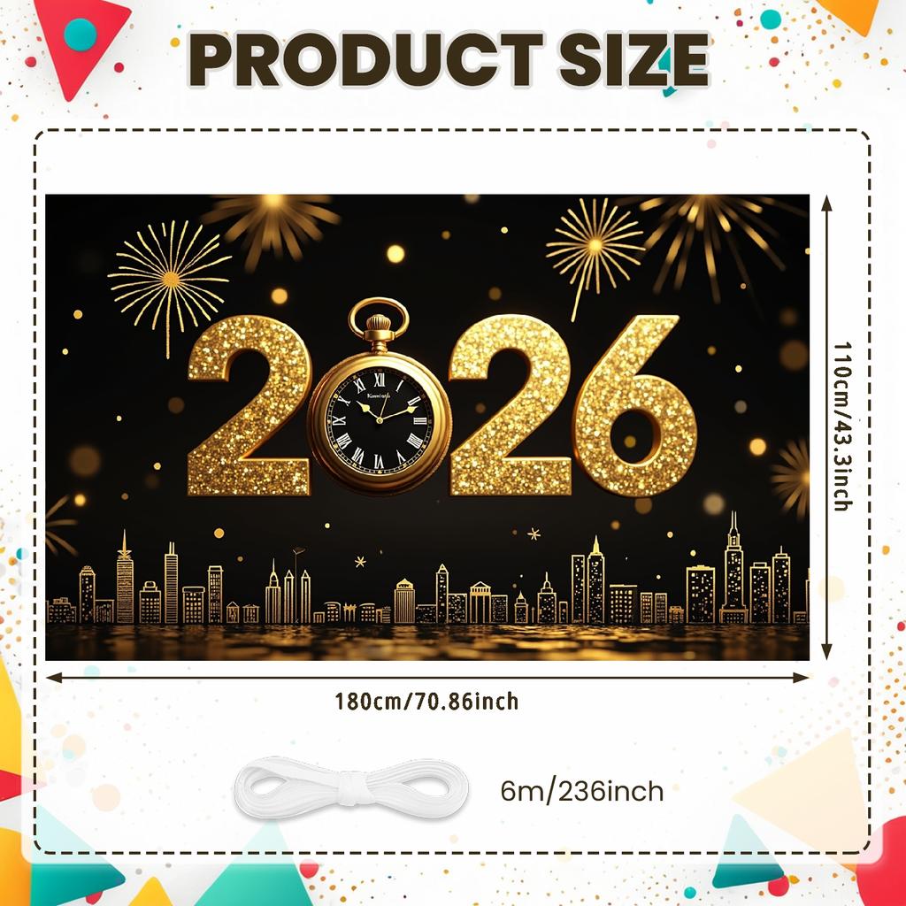 New Year Decor Lightweight Material Party Decoration Event Backdrop Decorative Design 2026 Celebration Banner For New Year Party