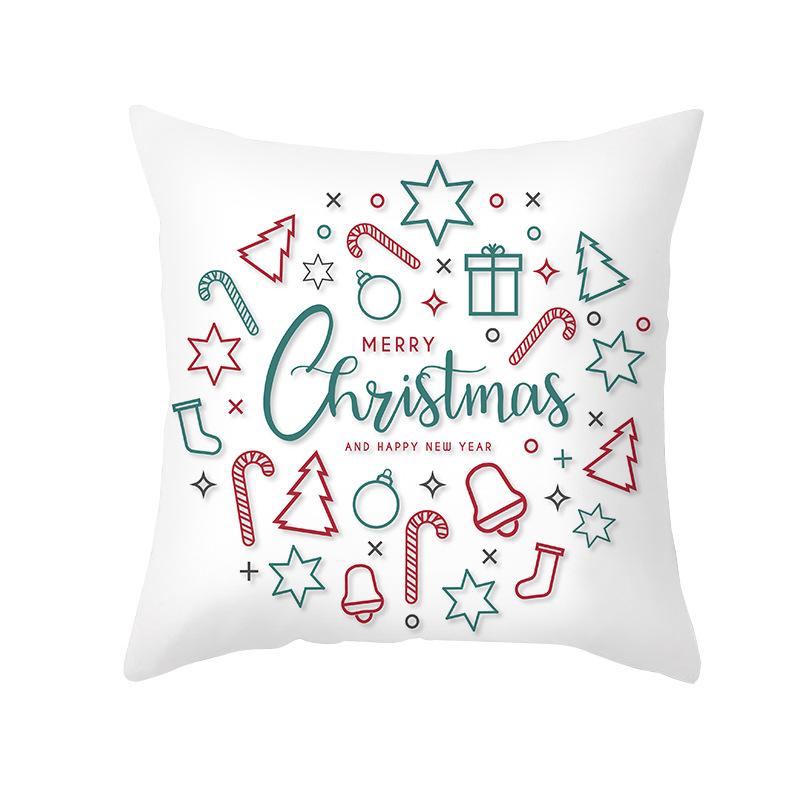 Nordic Print Cartoon Christmas Pillow Cover Colorful Santa Claus Office Pillow Cushion Cover Home