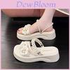 Summer Flower Embellished Womens Slipon Shoes With Nonslip Rubber Sole For Daily Casual Wear