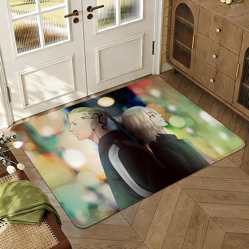 Classic Anime T-Tokyo R-Revengers Floor Mat Soft Thickened Absorbent Non-Slip Bedroom Living Room Door Mat Home Flannel Rugs