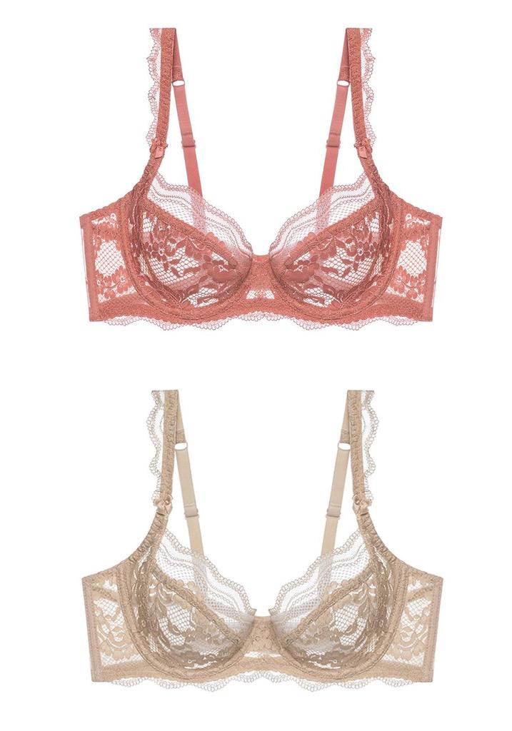 Sheer Lace Push-Up Bra: Breathable, Hollow Design for All Bust Sizes