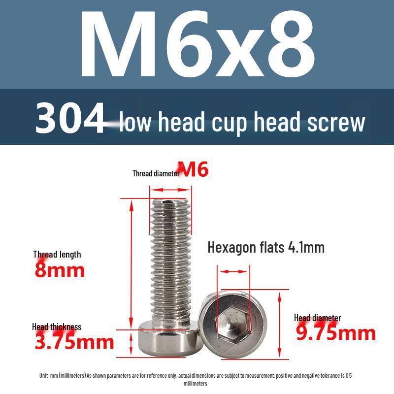 304 Edelstahl Flachkopf Innensechskant Maschinenschrauben M3-M10