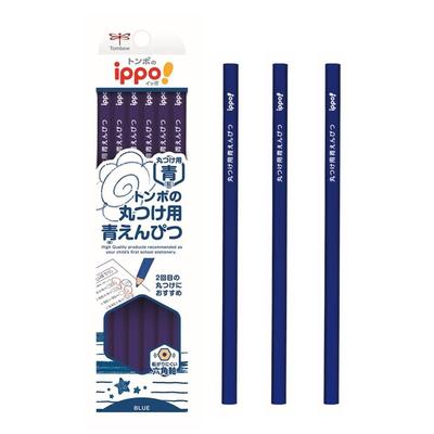 Tombow Blue Pencil for Marking Less Likely To 1 Dozen Ippo! (Hexagonal Tip, Roll) (12 Pencils) CV-KIP