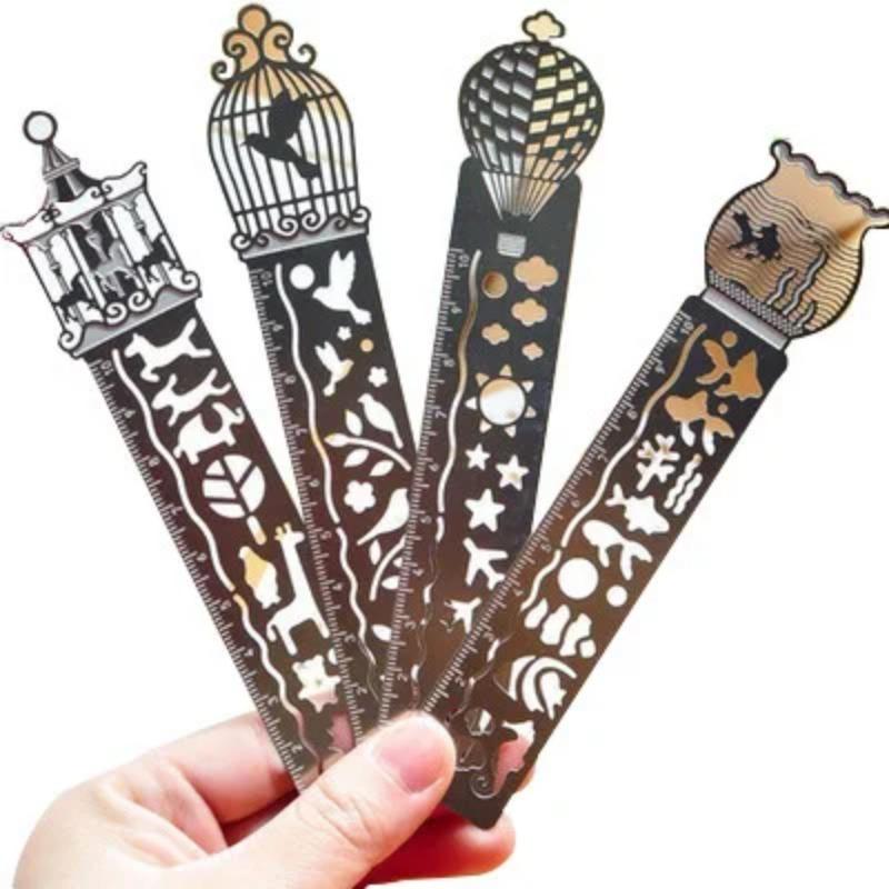 1Pcs Korean Metal Bookmark with Scale Student Multi-function Drawing Creative Mini Painting Ruler Drawing Board School Supplies