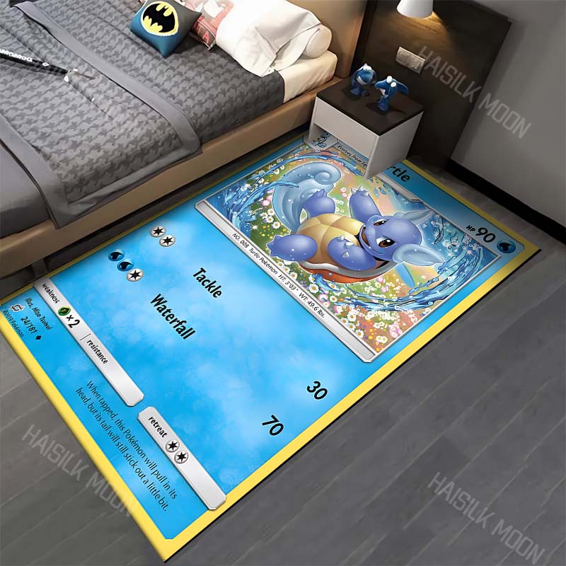 15 Sizes P-Pokemon Squirtle Cards Cartoon Carpets for Bedroom Living Room Sofa Study Large Area Decorative Rug Next Day Shipping