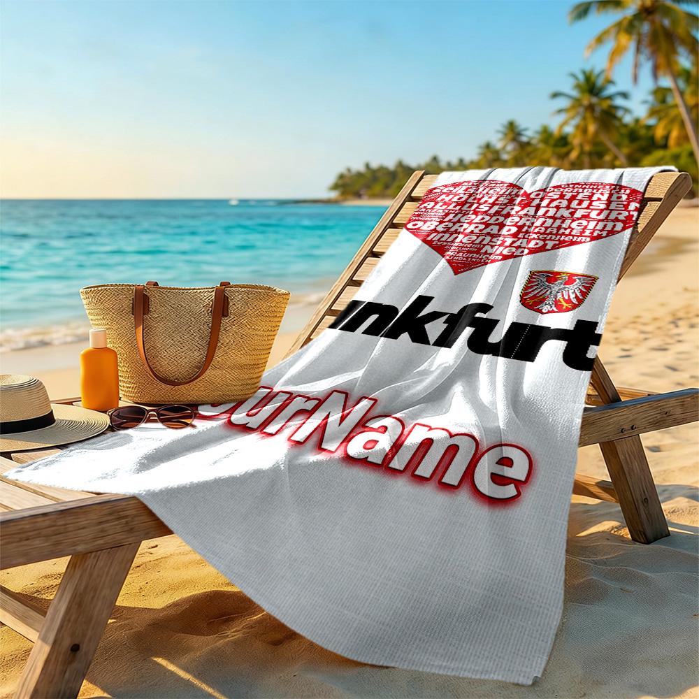 Eintracht Frankfurt Personalized Text Beach Towel High Absorbency Quickdry Portable For Swimmingbeachcamping Travel Beach Accessoriesgym