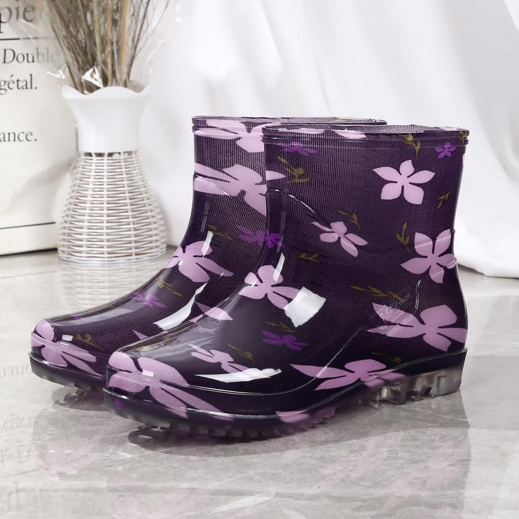 Fashion Fashionable Print Rain Boots Adult Women's Waterproof Boots Anti-slip Wear-resistant Shoes Mid-high Boot Rain Shoes 2026 New