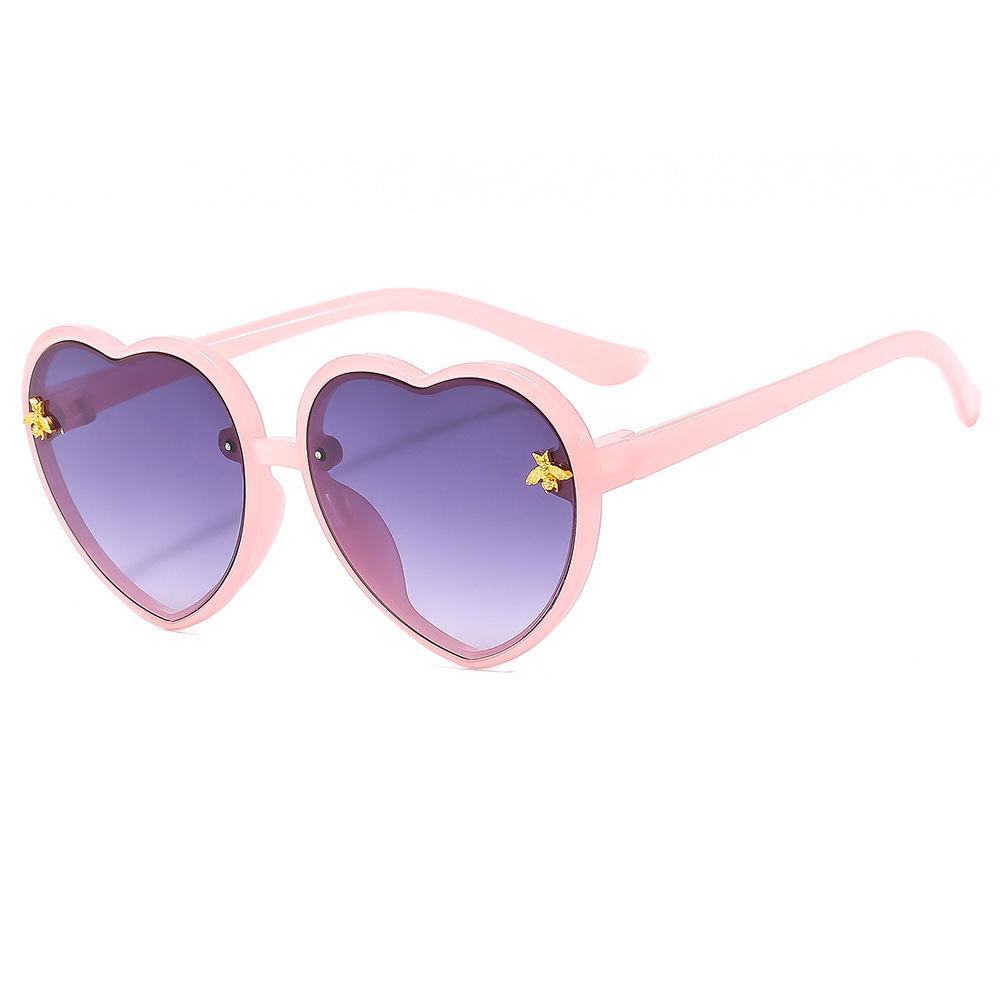 Heart-Shaped Honey Peach Kids' Sunglasses – Trendy Street Style for Round Face Girls