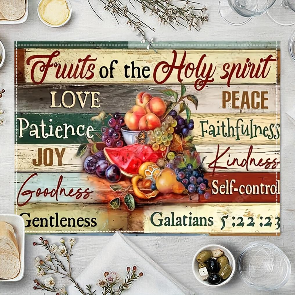 

1pc Linen Placemats with Inspiring Bible Scriptures,Rectangular Table Mat 1PC 30X45cm
