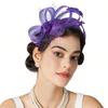 Bride Headband Feather Fascinator Headband Retro Large Floral Hair Clip Cocktail Wedding Party Bridal Hat Decor Ladies Headwear