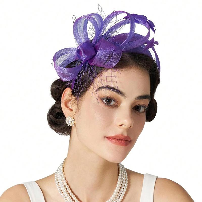 Bride Headband Feather Fascinator Headband Retro Large Floral Hair Clip Cocktail Wedding Party Bridal Hat Decor Ladies Headwear