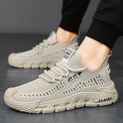 Men's Knit Mesh Sneakers Breathable Lightweight Non-slip Casual Sports Shoes Comfortable Fashion Footwear