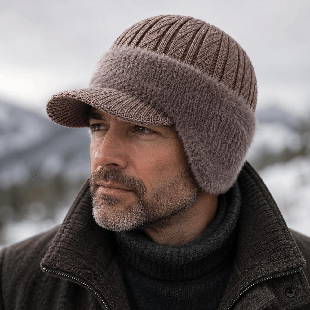 Plush Lined Thick Knitted Hat Knitted Ski Sports Hat Warm Earflap Beanie Cap for Autumn Winter