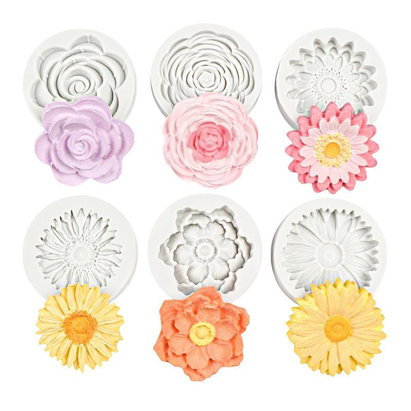 Fondant Cake Silicone Mold Rose Peach Blossom Flower Baking Chocolate Decorative Mould 15-71