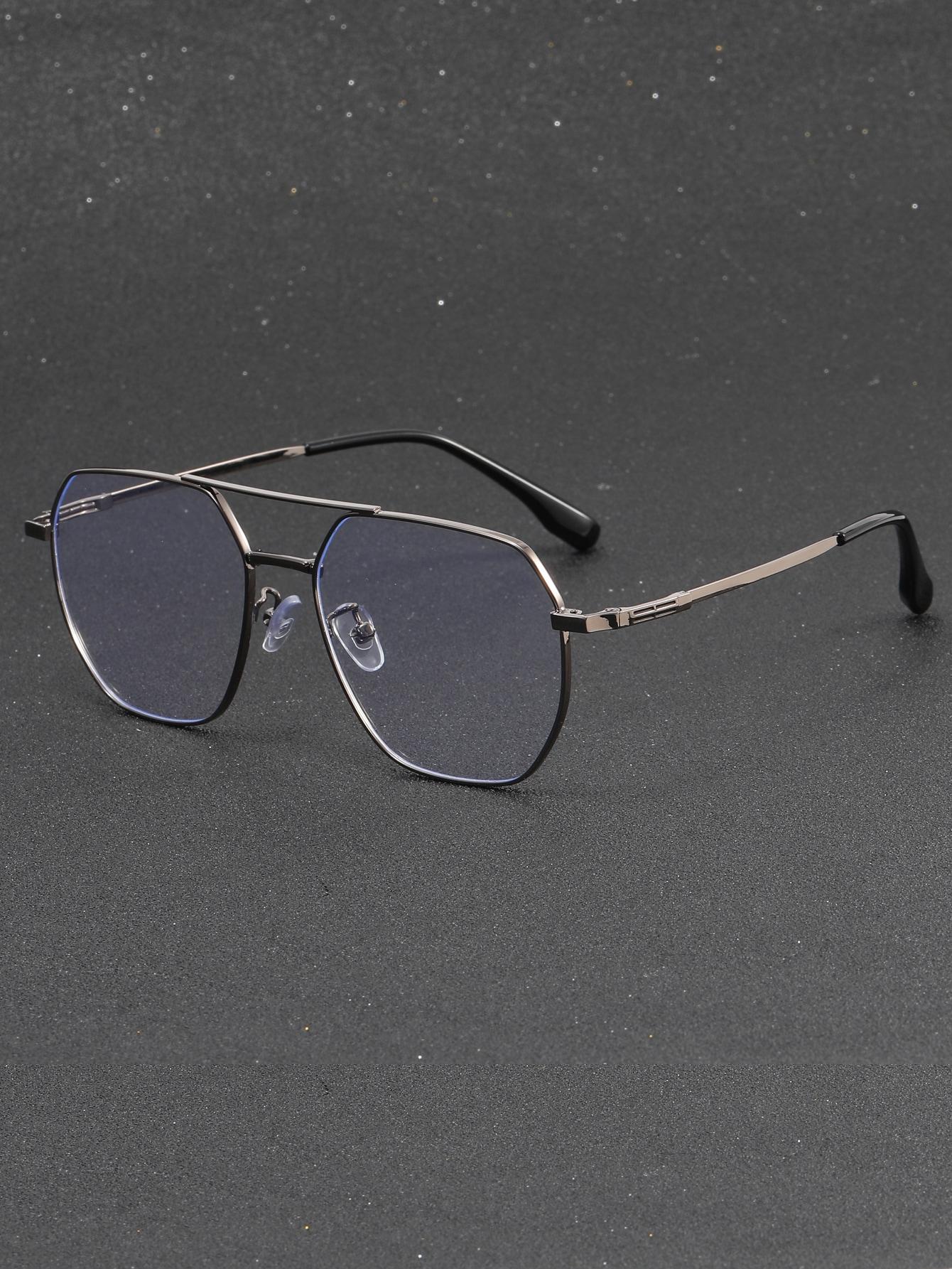 1 pair of men s metal geometric irregular blue light blocking flat glasses beach cover-up tops glasses белый