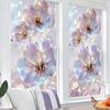 Flowers Window Privacy Film Stained Glass Tulip Butterfly Window Cling Static Glass Sticker for Home Kitchen Office Bathroom