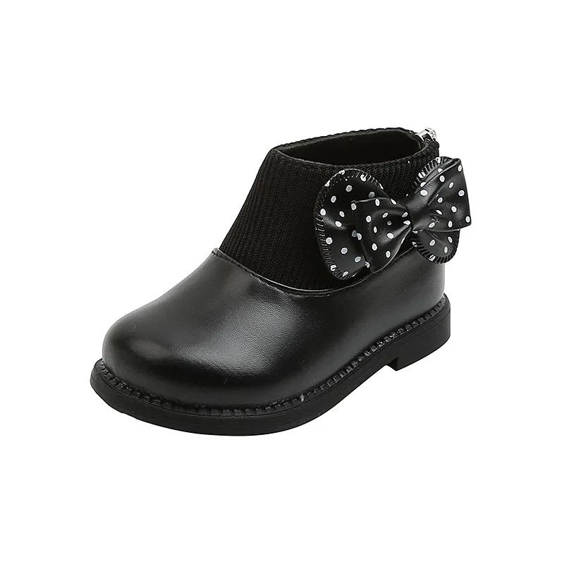 

Kids Short Boots Girls Shoes Autumn Winter Warm Knitted Children Boots Princess Sweet Bow Toddler Girls Boots Shoes Child H11071 21 чорний