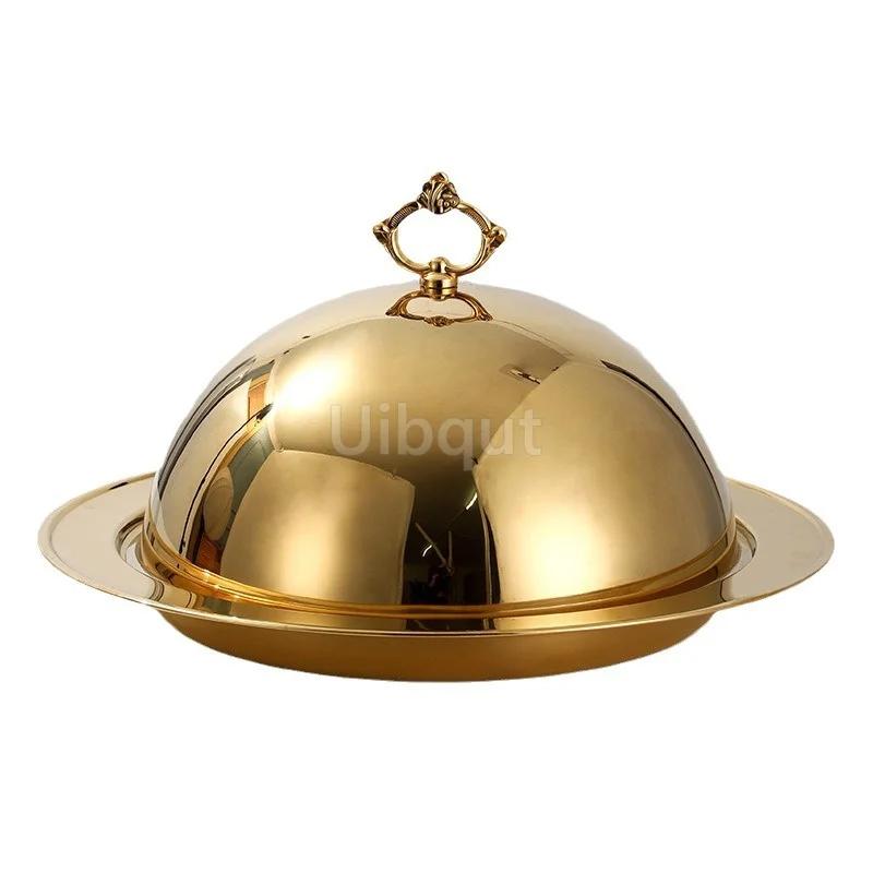 Big Dinner Dessert Plate with Lid Salad Plate Dinnerware Seafood Lobster Serving Dish Round Plate with Dome Cover Steak Tray