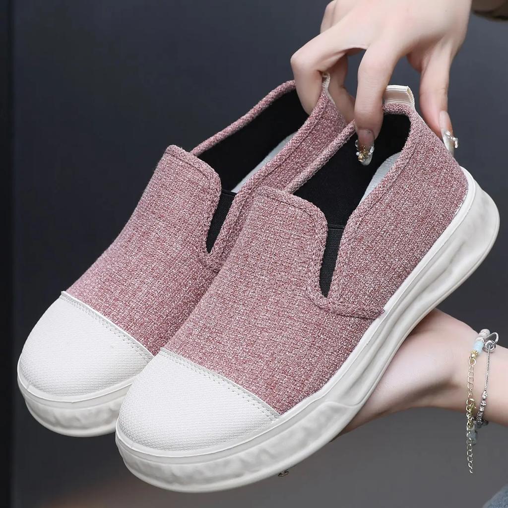 High on Platform Canvas Shoes for Women Original Offer Comfortable and Elegant Cotton Cheap Trends 2025 Deals New Woman Footwear