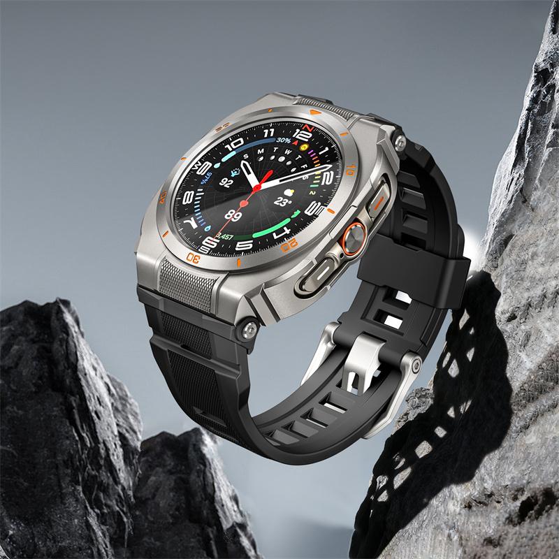Metal Case+Strap for Samsung Galaxy Watch Ultra 47mm Strap Silicone Breathable Strap Replacement Band for Samsung Galaxy Ultra 2025/2024 Correa