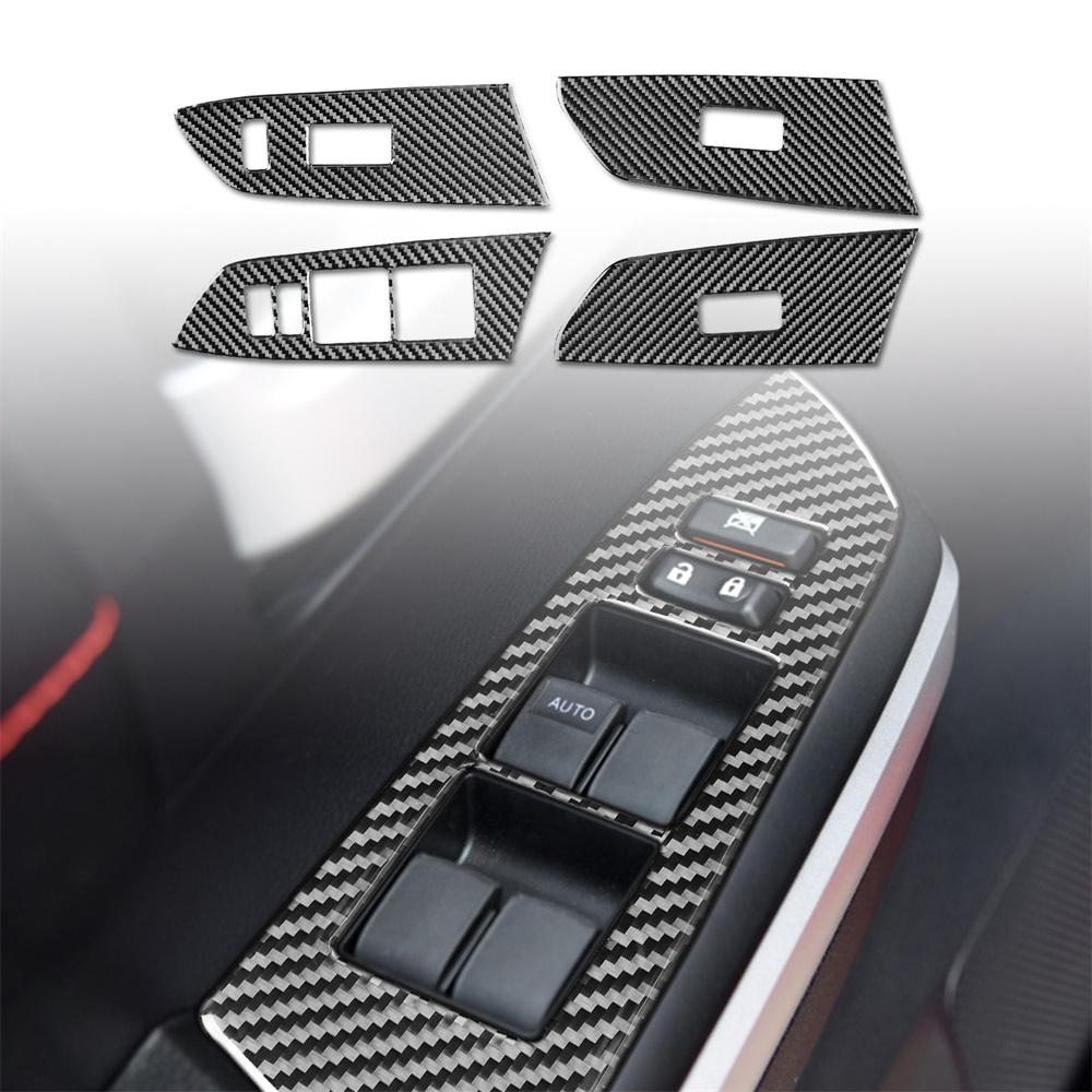4x Carbon Fiber Window Switch Stickers Interior Trim For Toyota Tundra 2014-2018