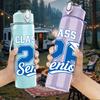 1PC Class Of 26 Senior Blue Letter Print 750ml Color Plastic Sports Water Bottle Leakproof Flip Straw Lid Suitable for Sports Office Home Use