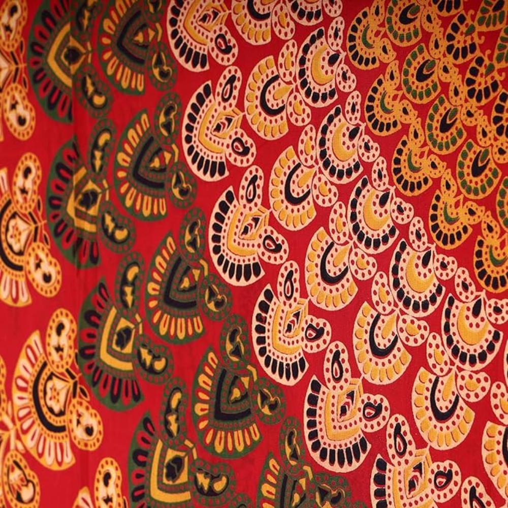 BLESS INTERNATIONAL Krásné indické bohémské psychedelické hippie panely okenních závěsů Strom života pro ložnici, obývací pokoj, balkon (Červená mandala)