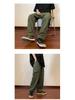 Herren Militärgrüne Sommer Cargo Hose - Dünn Gerades Bein, Japanischer Cityboy Stil, Retro Amerikanisches Street Skateboard Design