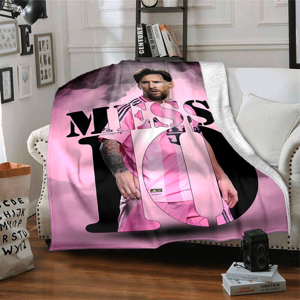Leo Messi's Iconic Jersey Blanket Warmthful Decor Suitable for Bed Picnics Seaside Four Seasons Universal Stylish Decor Birthday Christmas Gift Blanke