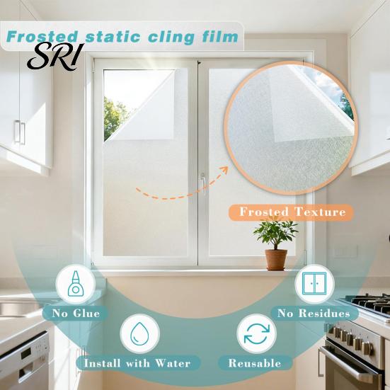 Indoor Outdoor Window Cling Privacy Film Stained Glass Flamingo Tropical Static Clings Heat Control Door Temporary Sticker Covering with Palm