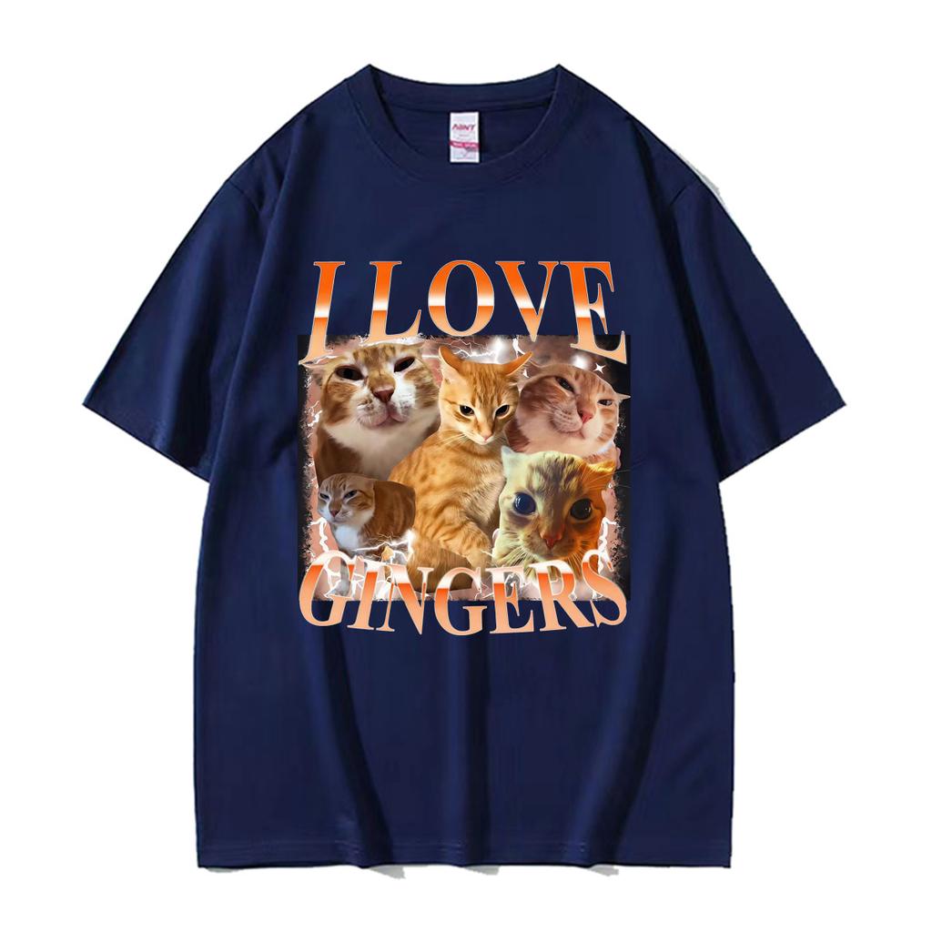 I Love Gingers Orange Cat Vintage 90s Graphic T Shirt Unisex Unisex Clothing Fashion Comfort Short Sleeves Loose Tshirts Streetwear