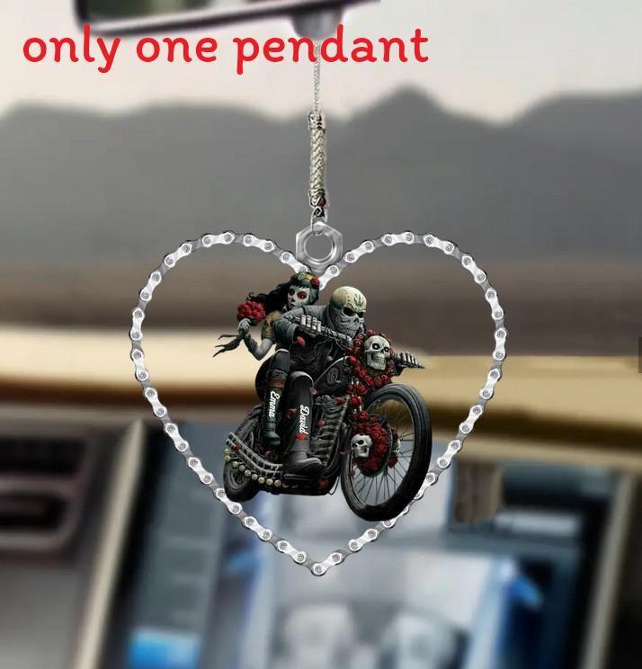 2d Acrylic Heart Couple Skull Car Pendant For Halloween And Decoration Christmas